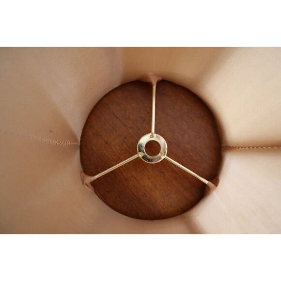 Vintage Tan Silky Fabric Lampshade 8.5" Tall Round Bell Shape 6 Panels - Picture 11 of 16